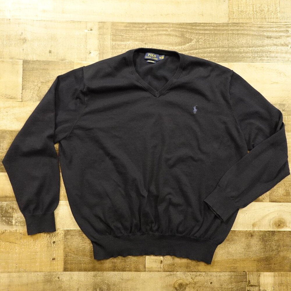Polo Ralph Lauren Pima Cotton Sweater Men’s XXL Navy V-Neck Classic